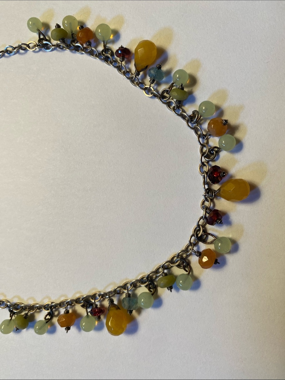 Handmade Sterling Silver and Semi Precious Stones Necklace 16” - Picture 2 of 5